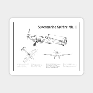 MUG 2 SIDES PRINT - Supermarine Spitfire Mk. II - Airplane Blueprint - BD Magnet