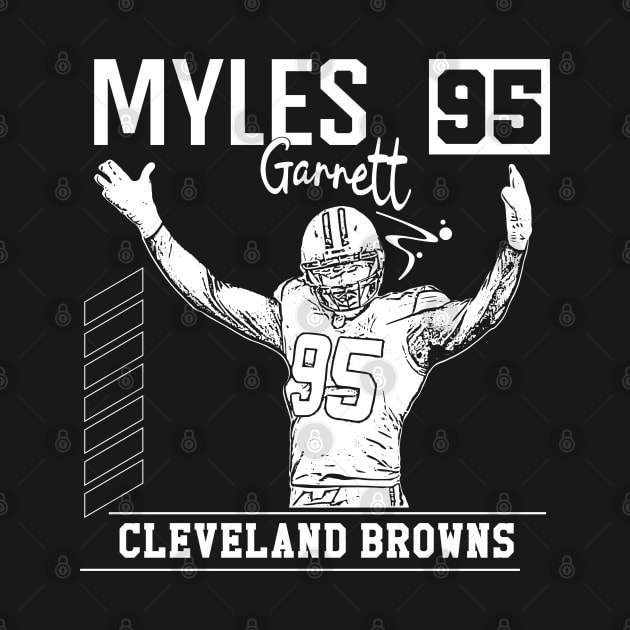 Myles garrett || Cleveland browns || White retro by Aloenalone