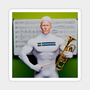 Swedish music teacher with piston and sheet music Magnet