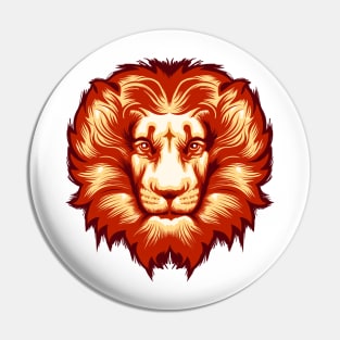 Zodiac Sign of Lion in Fire Circle Pin