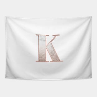 Monogram rose gold glitter marble K Tapestry