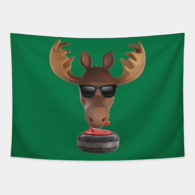 Curling Moose Tapestry by MooseFish Lodge