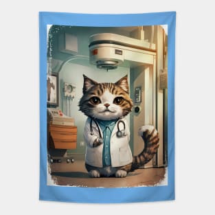 Cute radiologist cat Tapestry