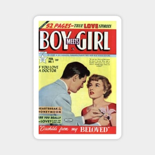 Vintage Romance Comic Book Cover - Boy Meets Girl Magnet