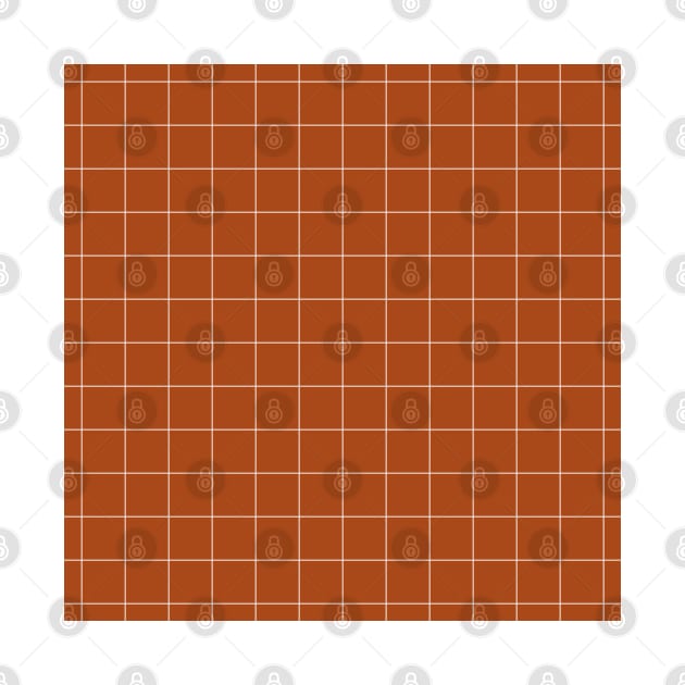 Windowpane Check Grid (white/burnt orange) by designminds1