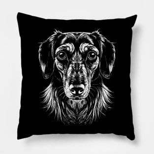 Dachshund Dog Head Black and White Pillow