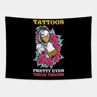 Tattoos Pretty Eyes Funny Tattoo Gift Tapestry