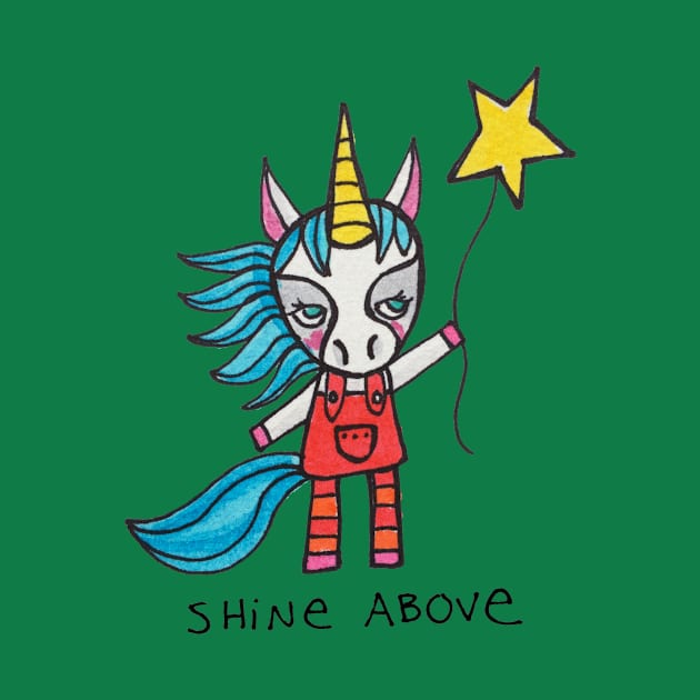 Shine Above: Unicorn Drawing Watercolor Illustration by mellierosetest