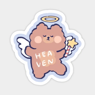 cute kawaii fluffy angel teddy bear with heaven text Magnet