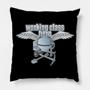 Working Class Hero Concrete Mixer Blue Pillow