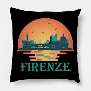 Firenze Italy Travel - Florence Skyline Landmarks Pillow