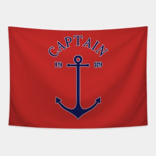 Captain anchor on thin red navy stripes marine style Tapestry