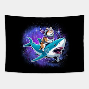 Corgi Riding Shark Jaw some Dog Lover Gifts Space Galaxy Tapestry