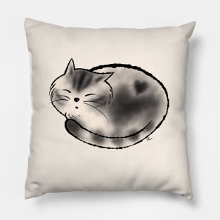 Ink cat with heart Pillow