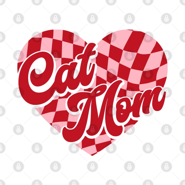 Valentine Cat Mom Checkered Heart Valentine's Day by TrikoNovelty