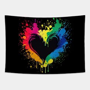 Heart with exploding neon colors Tapestry