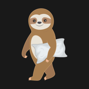 Cute baby sloth walking with a pillow T-Shirt