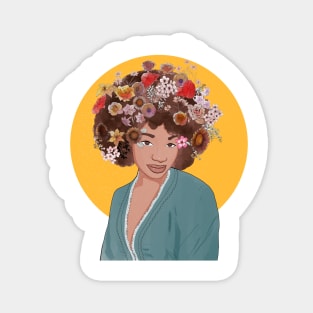 Afro Girl with Flowers in Her Hair Magnet