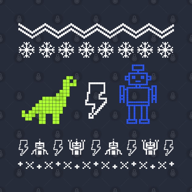 Dino Vs. Robot Ugly Christmas Sweater by HilariousDelusions