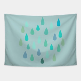 Blue and Green Raindrops Tapestry