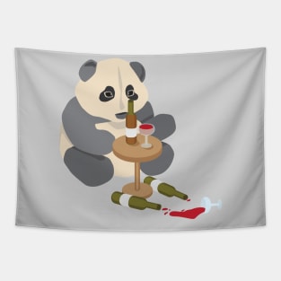 Cute panda loves wine Tapestry