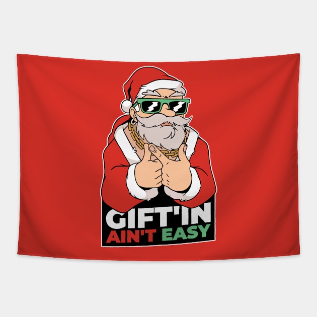 Giftin Ain't Easy // Funny Santa Claus Cartoon Tapestry by SLAG_Creative