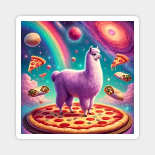 Funny Llama with Pizza and Tacos Vibrant Magnet