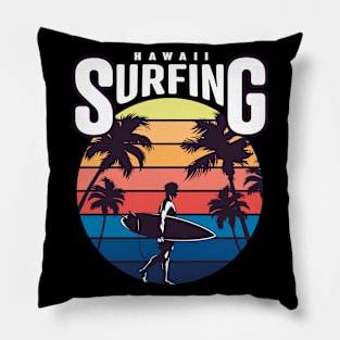 surfing hawaii Pillow