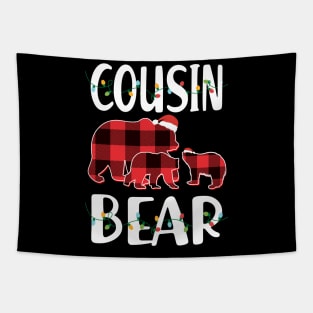 Cousin Bear Red Plaid Christmas Pajama Matching Family Gift Tapestry