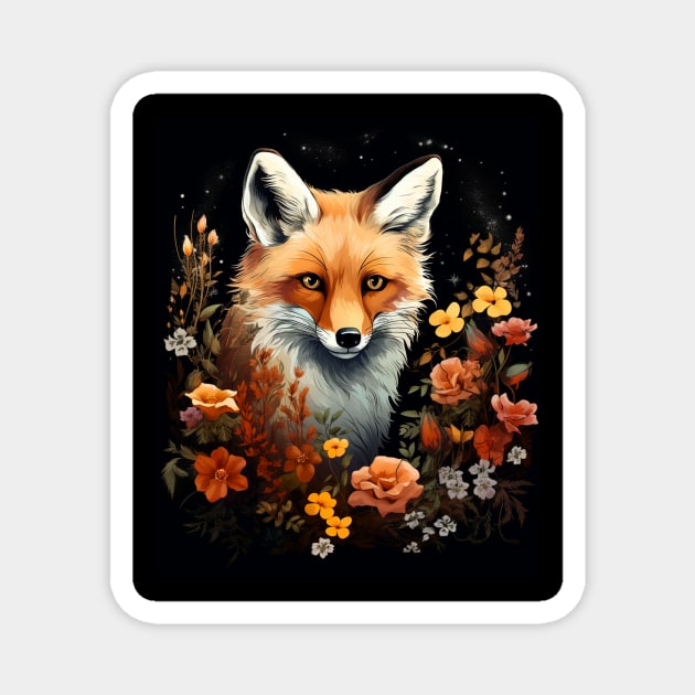 Cute Cottagecore Floral Fox Aesthetic Magnet by Spit in my face PODCAST