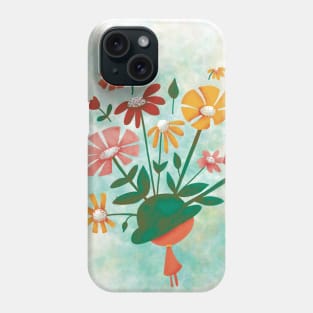 Green Hat full of flowers and bubbles Phone Case