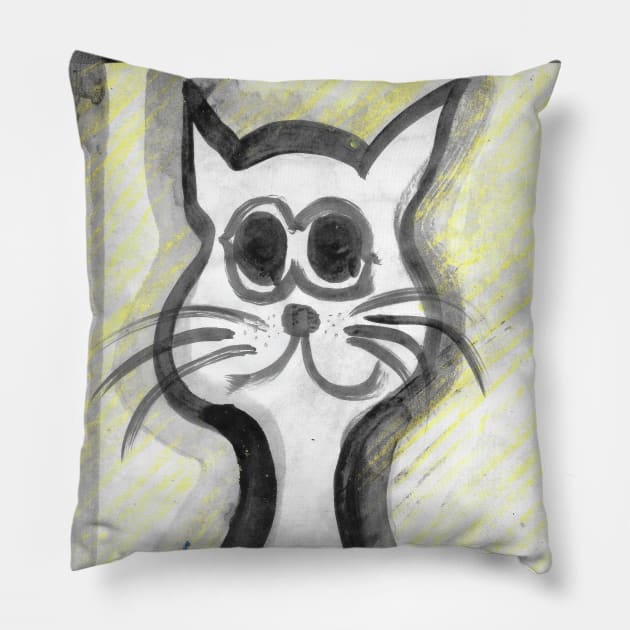 white cat - 2 Pillow by walter festuccia