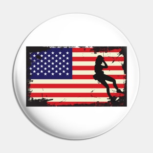 Usa American Flag Rock Climbing - Mountain Climbing Pin