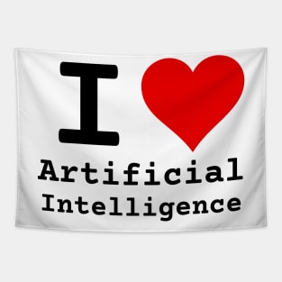 I Love Artificial Intelligence | Stylized Heart Logo Black Tapestry