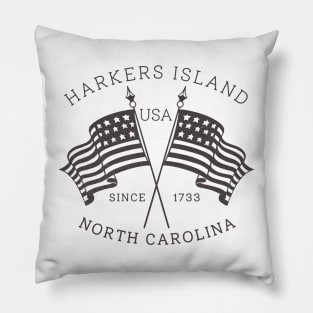 Harkers Island, NC Summertime Vacationing Patriotic Flags Pillow