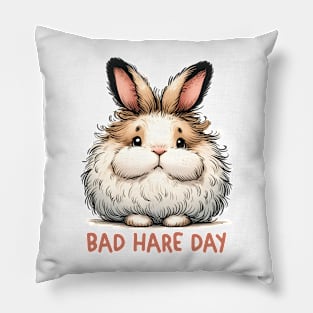 Bunny bad hair day Funny Quote Hilarious Animal Food Pun Sayings Humor Gift Pillow