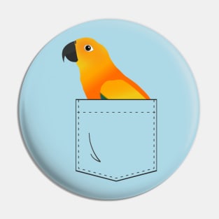 Sun Conure Parrot In Your Front Pocket Pin