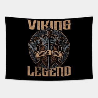 Viking Legend Since 1980 Birthday Norse Helmet Axe Tapestry