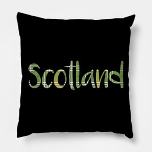 SCOTLAND, Green and Yellow Tartan Style Design Pillow