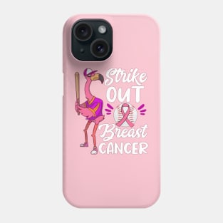 Strike Out Breast Cancer Baseball Ball Flamingo Awareness Phone Case