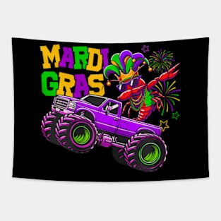 Crush Mardi Gras Dabbing Crawfish Monster Truck Boys Kids Tapestry