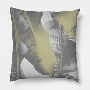 Gray and Gold Banana Leaves Pillow