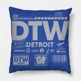 Vintage Detroit DTW Airport Code Travel Day Retro Travel Tag Pillow