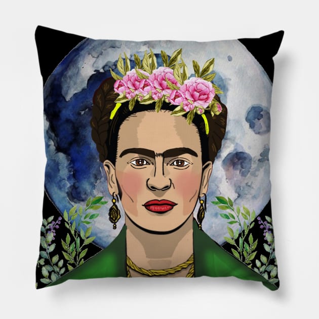 Frida Kahlo Pillow by Art by Ergate