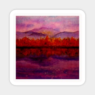 Landscape Neck Gator Pink Mountains Forest Fall Reflections Magnet