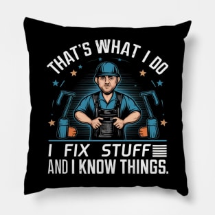 "I Fix stuff" Funny Mechanic, Ingenieur, Garage Pillow