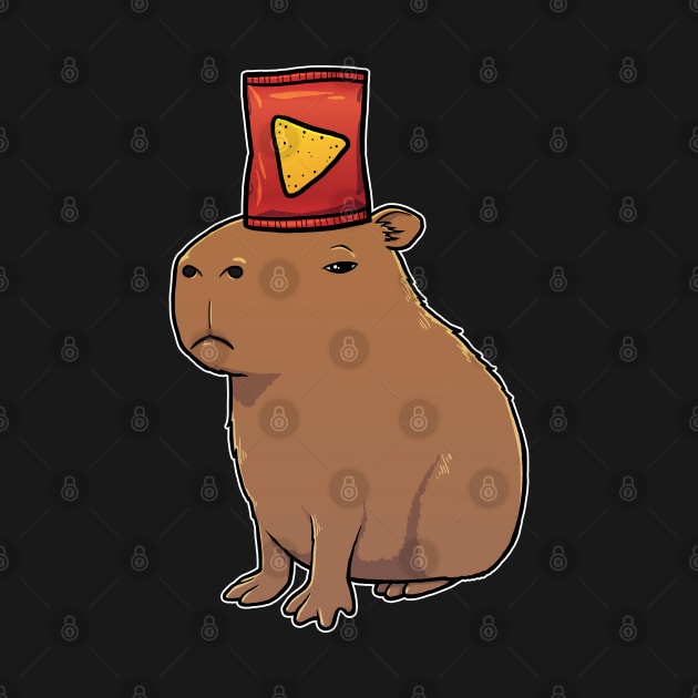 Capybara with Corn Chips on its head by capydays