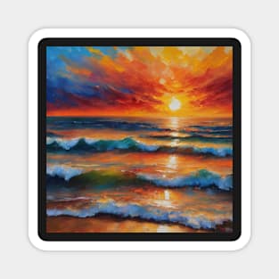 Beautiful Oil Painted Sunrise Magnet