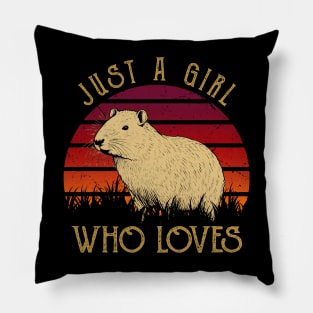 Capybara Cuteness Tee Just A Girl Who Loves Capybara Animal Lovers Pillow