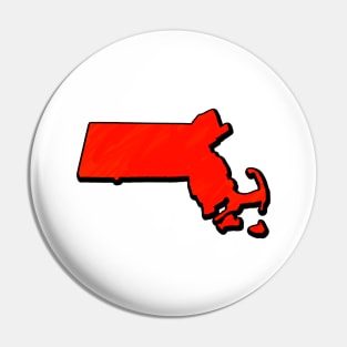 Bright Red Massachusetts Outline Pin